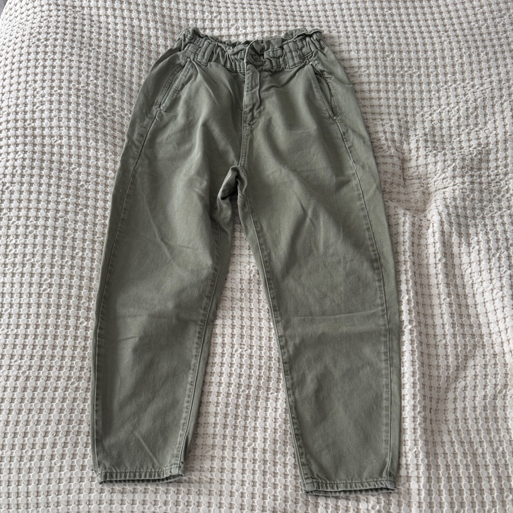 Zara Barrel Casual Olive Green Pants sz 6/38